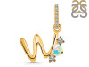 Opal & White Topaz Alphabet W Pendant OPL-RDA-101.