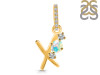 Opal & White Topaz Alphabet X Pendant OPL-RDA-102.