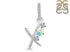 Opal & White Topaz Alphabet X Pendant OPL-RDA-102.