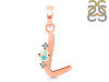 Opal & White Topaz Alphabet L Pendant OPL-RDA-12.