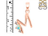 Opal & White Topaz Alphabet M Pendant OPL-RDA-13.