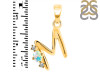 Opal & White Topaz Alphabet M Pendant OPL-RDA-13.