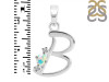 Opal & White Topaz Alphabet B Pendant OPL-RDA-2.