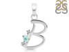 Opal & White Topaz Alphabet B Pendant OPL-RDA-2.