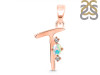Opal & White Topaz Alphabet T Pendant OPL-RDA-20.