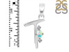 Opal & White Topaz Alphabet T Pendant OPL-RDA-20.