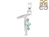 Opal & White Topaz Alphabet T Pendant OPL-RDA-20.