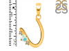 Opal & White Topaz Alphabet U Pendant OPL-RDA-21.