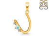 Opal & White Topaz Alphabet U Pendant OPL-RDA-21.