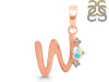 Opal & White Topaz Alphabet W Pendant OPL-RDA-23.