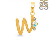 Opal & White Topaz Alphabet W Pendant OPL-RDA-23.