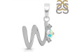 Opal & White Topaz Alphabet W Pendant OPL-RDA-23.