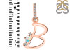 Opal & White Topaz Alphabet B Pendant OPL-RDA-28.