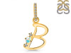 Opal & White Topaz Alphabet B Pendant OPL-RDA-28.