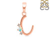 Opal & White Topaz Alphabet C Pendant OPL-RDA-3.