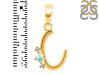 Opal & White Topaz Alphabet C Pendant OPL-RDA-3.