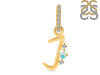Opal & White Topaz Alphabet J Pendant OPL-RDA-36.
