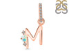 Opal & White Topaz Alphabet M Pendant OPL-RDA-39.