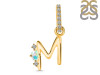 Opal & White Topaz Alphabet M Pendant OPL-RDA-39.