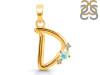 Opal & White Topaz Alphabet D Pendant OPL-RDA-4.