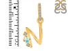 Opal & White Topaz Alphabet N Pendant OPL-RDA-40.