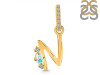 Opal & White Topaz Alphabet N Pendant OPL-RDA-40.