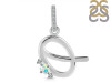 Opal & White Topaz Alphabet Q Pendant OPL-RDA-43.