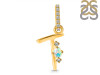 Opal & White Topaz Alphabet T Pendant OPL-RDA-46.