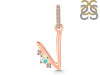 Opal & White Topaz Alphabet V Pendant OPL-RDA-48.