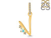 Opal & White Topaz Alphabet V Pendant OPL-RDA-48.