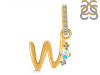 Opal & White Topaz Alphabet W Pendant OPL-RDA-49.