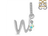 Opal & White Topaz Alphabet W Pendant OPL-RDA-49.
