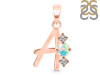 Opal & White Topaz Alphabet A Pendant OPL-RDA-53.