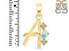 Opal & White Topaz Alphabet A Pendant OPL-RDA-53.