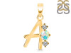 Opal & White Topaz Alphabet A Pendant OPL-RDA-53.