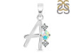 Opal & White Topaz Alphabet A Pendant OPL-RDA-53.