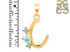 Opal & White Topaz Alphabet C Pendant OPL-RDA-55.