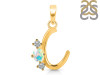 Opal & White Topaz Alphabet C Pendant OPL-RDA-55.