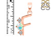Opal & White Topaz Alphabet F Pendant OPL-RDA-58.