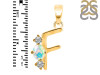 Opal & White Topaz Alphabet F Pendant OPL-RDA-58.