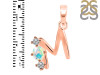 Opal & White Topaz Alphabet M Pendant OPL-RDA-65.