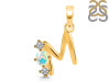Opal & White Topaz Alphabet M Pendant OPL-RDA-65.