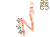 Opal & White Topaz Alphabet N Pendant OPL-RDA-66.