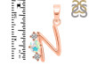 Opal & White Topaz Alphabet N Pendant OPL-RDA-66.