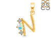 Opal & White Topaz Alphabet N Pendant OPL-RDA-66.