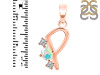 Opal & White Topaz Alphabet P Pendant OPL-RDA-68.