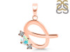 Opal & White Topaz Alphabet Q Pendant OPL-RDA-69.
