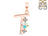 Opal & White Topaz Alphabet T Pendant OPL-RDA-72.