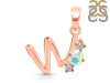 Opal & White Topaz Alphabet W Pendant OPL-RDA-75.