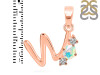 Opal & White Topaz Alphabet W Pendant OPL-RDA-75.